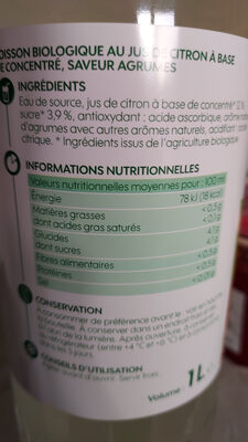 Bio village citronnade ingredients label
