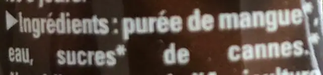 Nectar de Mangue ingredients label
