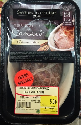 Terrine à cuire au Canard et aux noix front packaging
