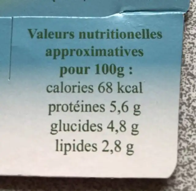 Yaourt au lait de brebis nutrition facts table