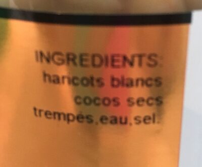 Cocos au naturel ingredients label
