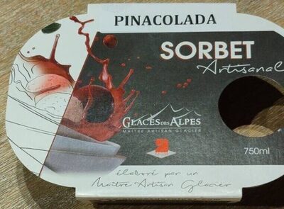 Sorbet artisanal pinacolada front packaging