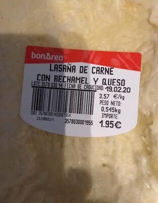 Lasaña de carne con bechamel y queso