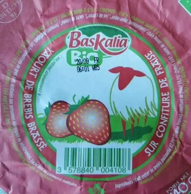 Yaourt brebis bio fraises nutrition facts table