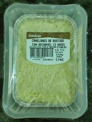 Canelones de rustido con bechamel