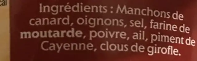 Rillettes pur canard ingredients label