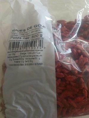 Baies De Goji Séchées Paquet 500GR front packaging