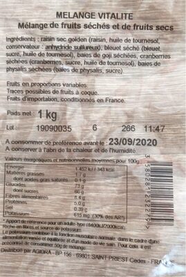 Mélange Vitalité fruits secs