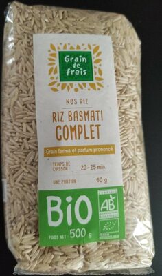 Riz basmati complet front packaging