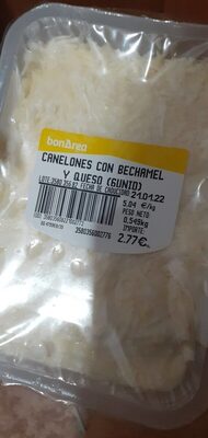 Canalones con bechamel y queso