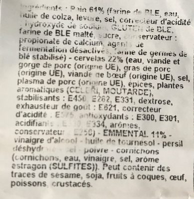 Grande Moricette Vigneronne ingredients label