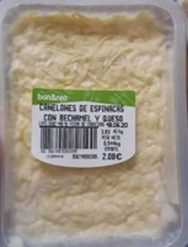 Canelones de espinacas con bechamel y queso