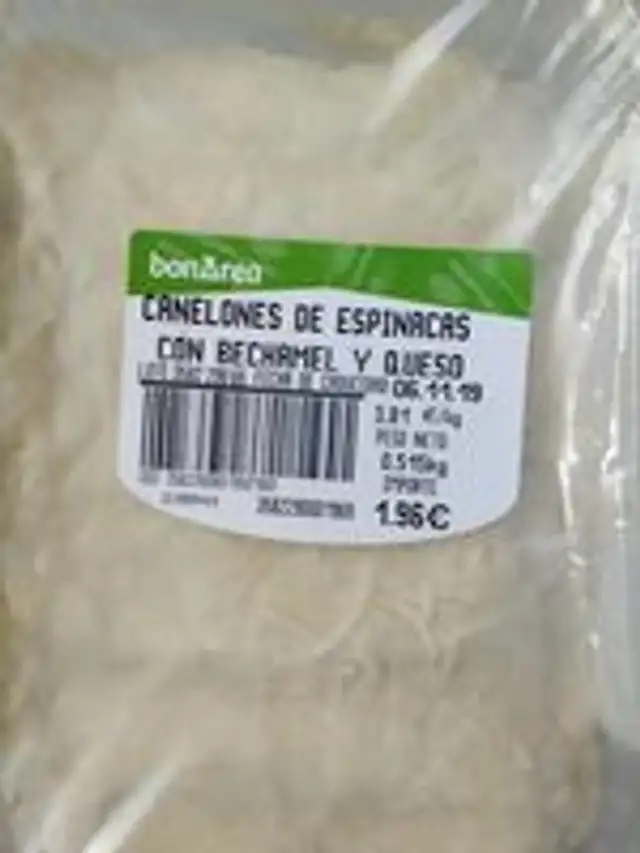 Canelones de espinacas con bechamel y queso