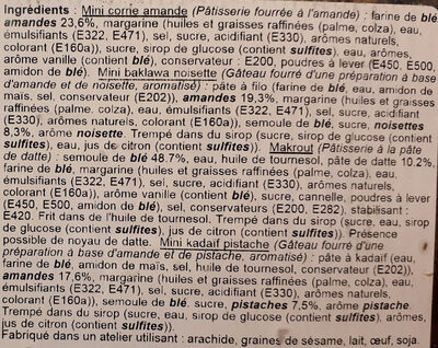 Plateau oriental 23 pièces ingredients label