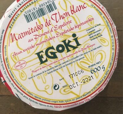 Marmitako de thon blanc au piment d'espelette ingredients label