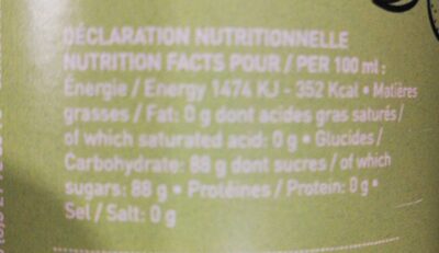 Sirop Gourmand Mojito nutrition facts table