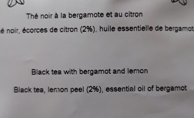 Earl grey intense nutrition facts table