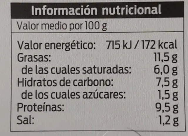 Pastel de carne y patata nutrition facts table