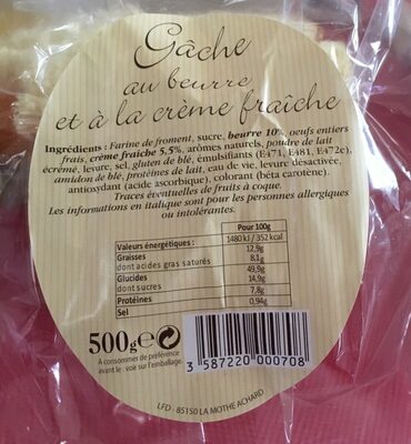 Gâche au beurre et à la crème fraîche - 500 g - La Fournée Dorée
