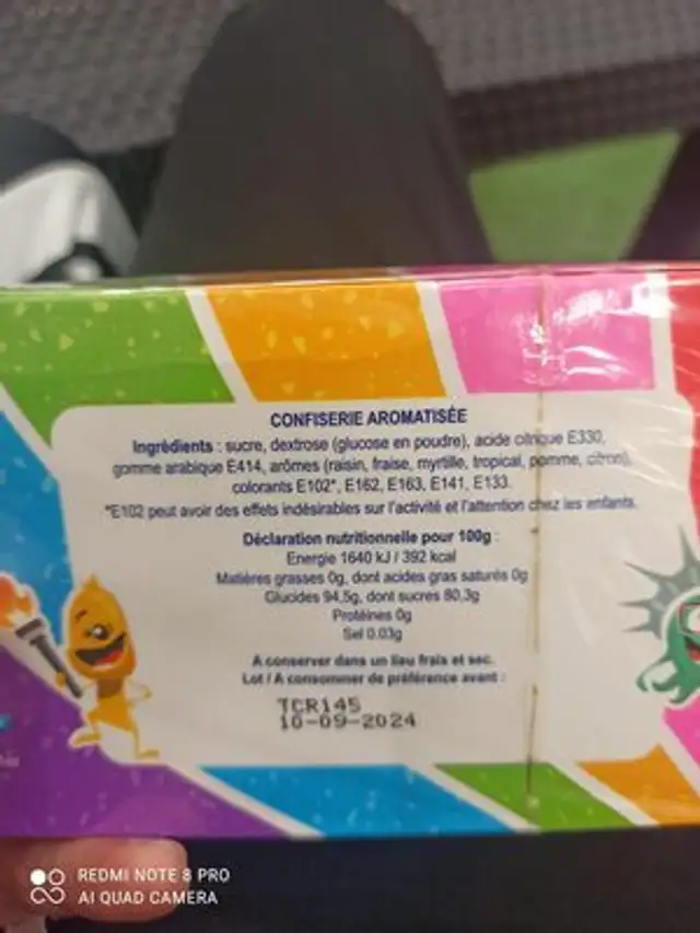 Rainbow - Petits bombon croquants et acides ingredients label