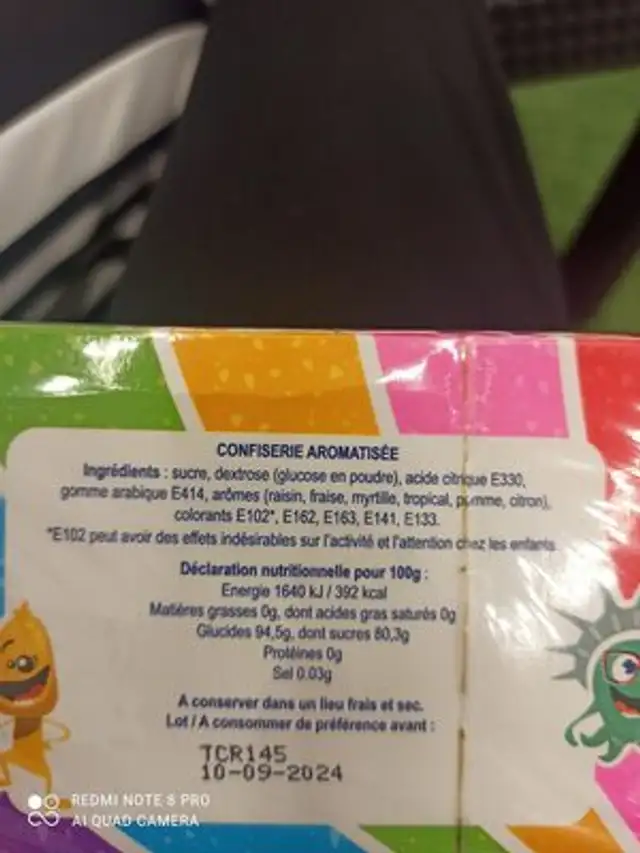 Rainbow - Petits bombon croquants et acides nutrition facts table