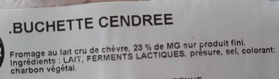 Buchette cendrée ingredients label
