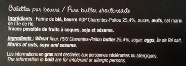 Les Broyés du Poitou ingredients label