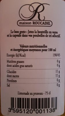 Limonade de Pruneau ingredients label