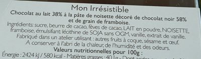 Mon Irrésistible ingredients label