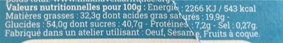 Chocolat au lait grand cru riz soufflé nutrition facts table