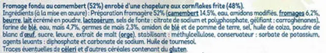 Palet fromager camembert ingredients label