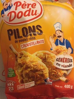 Pilons de poulet rotis croustillants front packaging