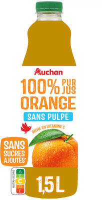 100% Pur jus Orangesans pulpeRiche en vitamines CSans sucres ajoutés** Comme tous les jus de fruits. Contient les sucres naturellement présents dans les fruits. front packaging