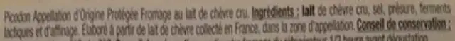 picodon Appellation d'Origine ProtégéeFromage de chèvre au lait cru ingredients label