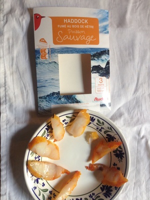 Emincés de haddock sans colorant - poisson sauvage - fumé au bois de hêtre front packaging