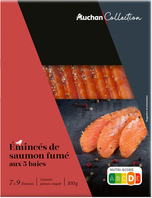 Emincés de saumon fumé aux 5 baies front packaging