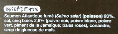 Emincés de saumon fumé aux 5 baies ingredients label