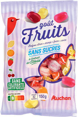 Goût FruitsParfums citron - orange - fraise - ceriseSANS SUCRESà l'extrait de Stévia*