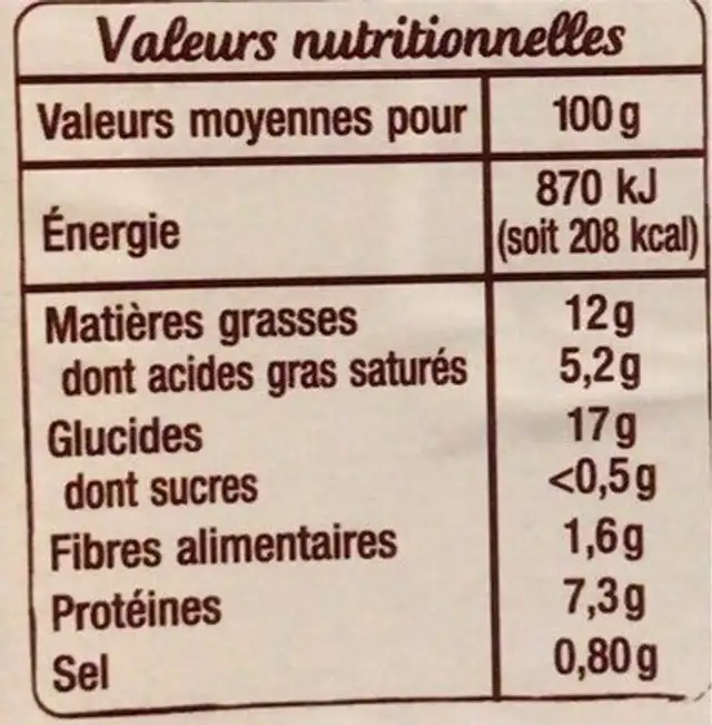 4 Quenelles nature issues de l'agriculture biologique nutrition facts table