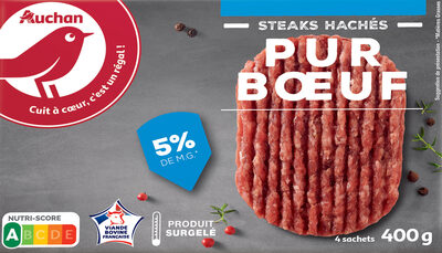 Steaks hachés pur boeuf 5% matières grasses front packaging