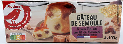 AUCHAN COEUR Gateau de semoule rhum raisins sur lit de caramel
