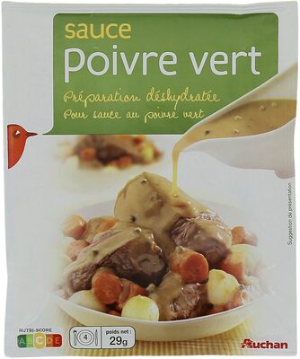 Sauce poivre vert 	préparation déshydratée pour sauce au poivre vert front packaging