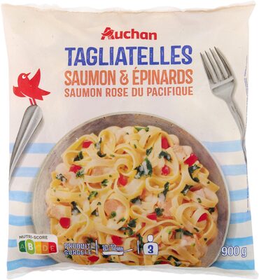Tagliatelles saumon et épinards saumon rose du Pacifique