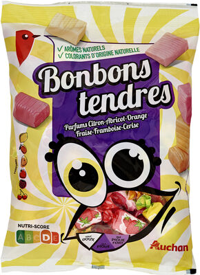 Bonbons tendres parfums citron - abricot - orange - fraise - framboise - cerise front packaging