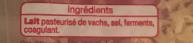 Emmental râpéPETIT 100G ingredients label