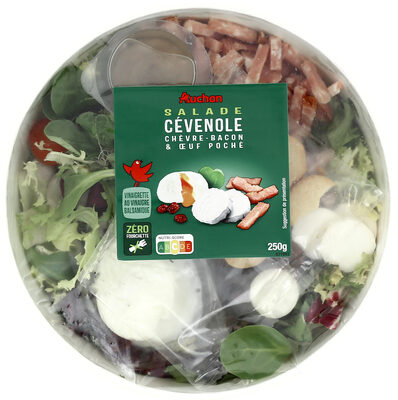 Salade Cévenole Chèvre - bacon et œuf pochéVinaigrette au vinaigre balsamique