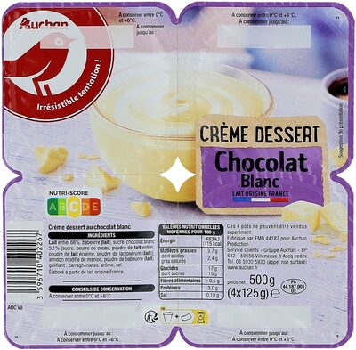 Crème dessert chocolat blanc