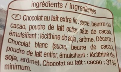 Chocolat fabriqué en France ingredients label