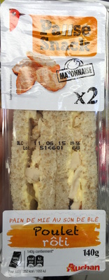 Pain de mie completPoulet rôtiMayonnaise