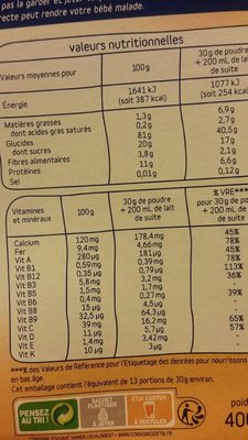 8 céréales saveurs vanille nutrition facts table